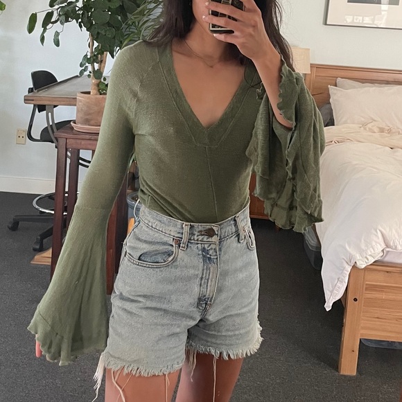 Free People Bell Sleeve Top - Picture 1 of 2